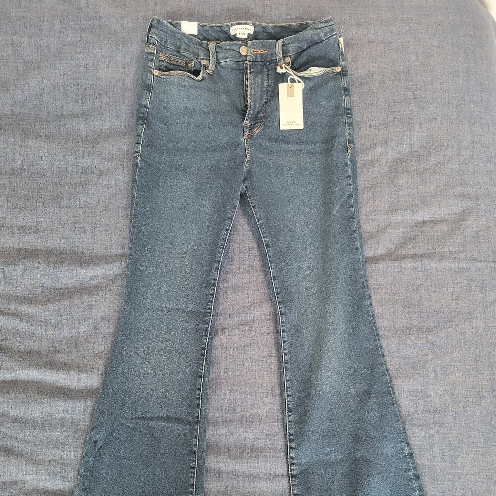 Good American NWT Good Legs Flare Jeans Blue004 – Size 8 (33.5” Inseam)